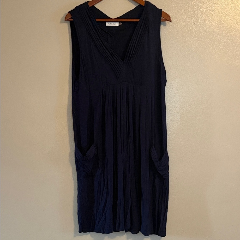 Calvin Klein Navy V-Neck Sleeveless Dress